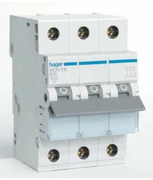 Hager Leitungsschutzschalter 3P 16A C Typ 6kA