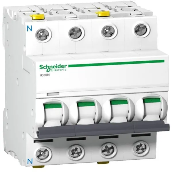 Schneider Electric Acti9 Leitungsschutzschalter iC60N, 3P+N 10A C, mit Doppelklemme, 72 mm
