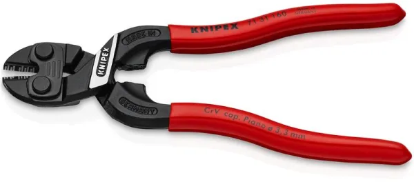 Knipex KNIPEX CoBolt® S Kompakte Bolzenschneider mit Kerbe in der Klinge, schwarz phosphatiert, kunststoffbeschichtet 160 mm